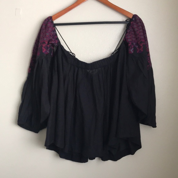 NWT Free People Embroidered Off Shoulder Top Sz M - Picture 7 of 7